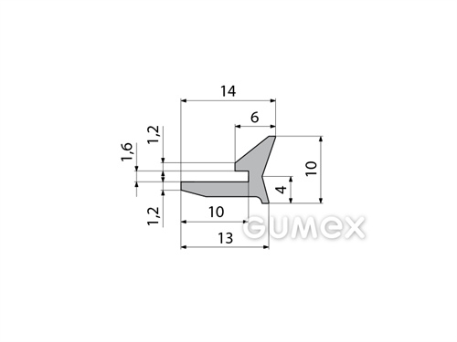 Silikonový profil tvarový, 10x14mm, 70°ShA, -60°C/+180°C, šedý (RAL 7040)